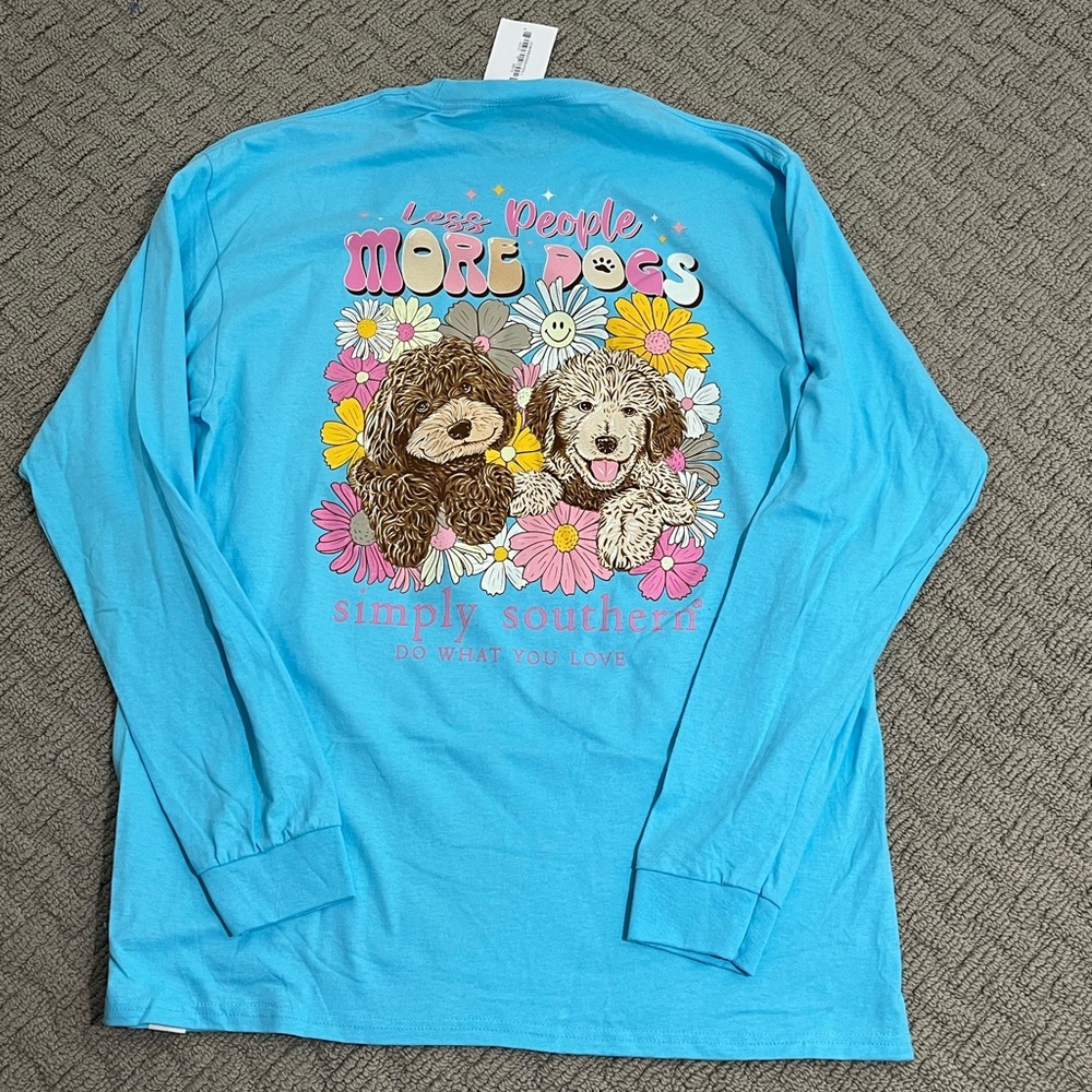 SIMPLY SOUTHERN Less People, More Dogs Women's Long Sleeve T-Shirt New